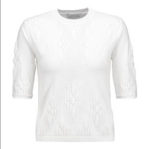 Tanya Taylor Knit White Top Sweater Cropped